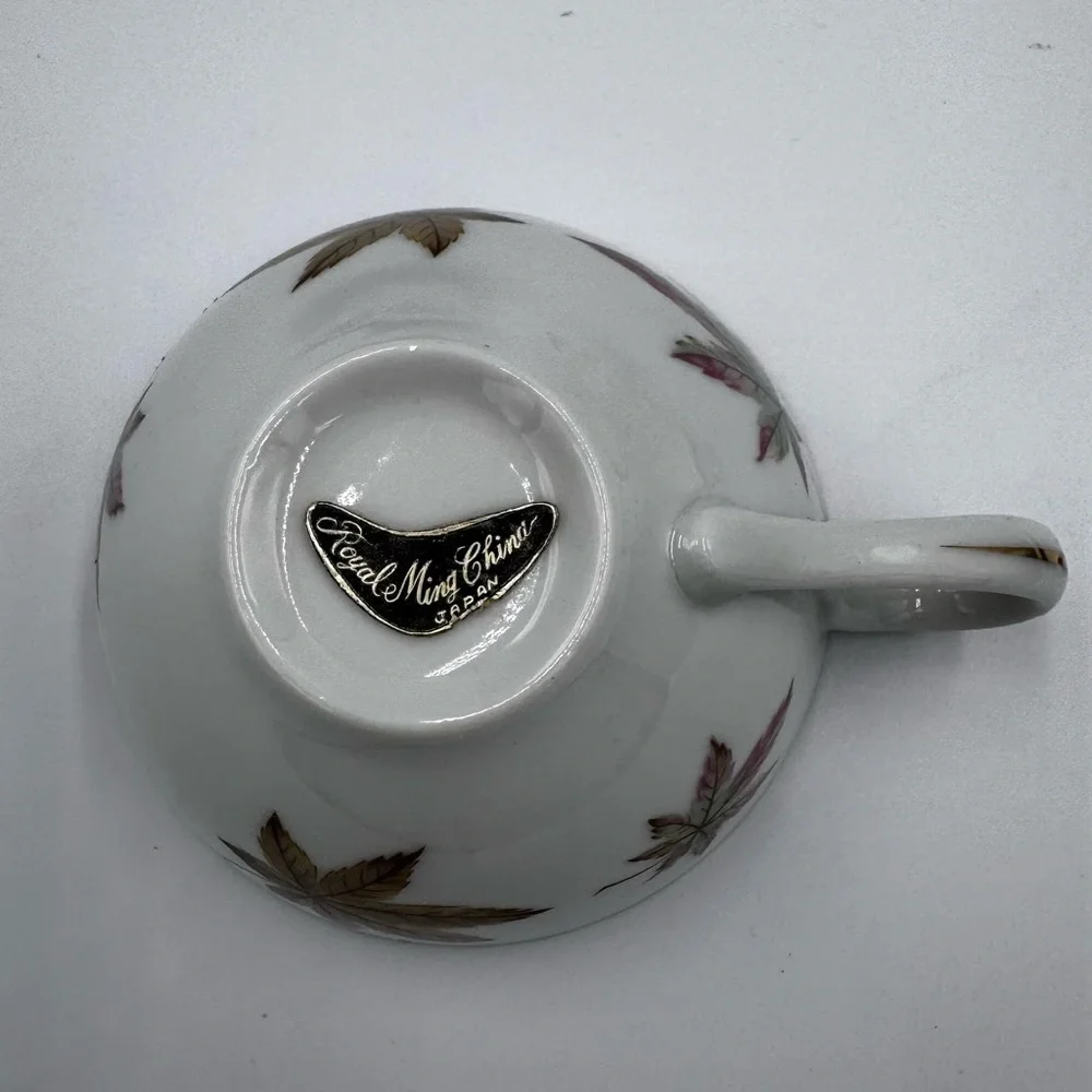 Vintage Royal Ming China RMI Maple Leaf Pattern Cups & Saucers